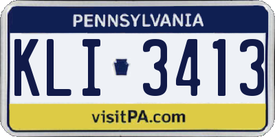 PA license plate KLI3413