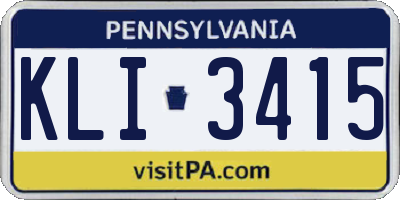 PA license plate KLI3415