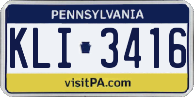 PA license plate KLI3416