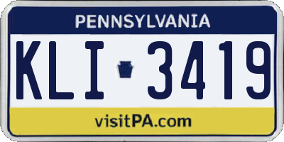 PA license plate KLI3419