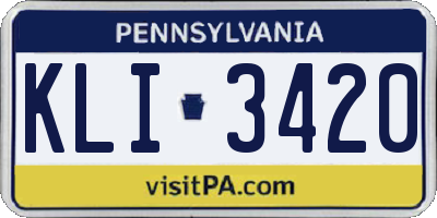 PA license plate KLI3420