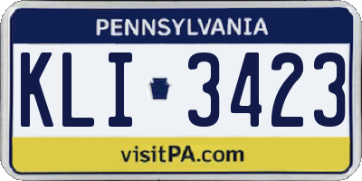 PA license plate KLI3423