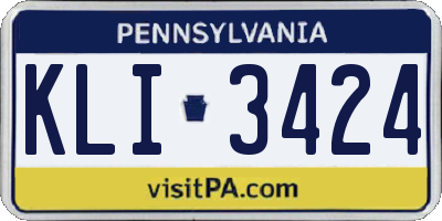 PA license plate KLI3424