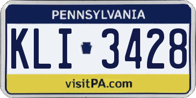 PA license plate KLI3428
