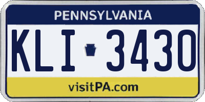 PA license plate KLI3430