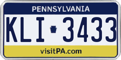 PA license plate KLI3433
