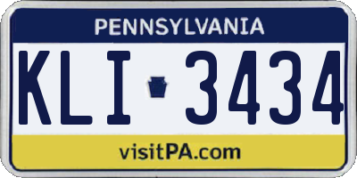 PA license plate KLI3434