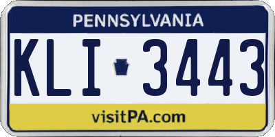 PA license plate KLI3443