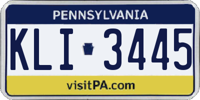PA license plate KLI3445