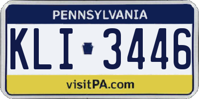 PA license plate KLI3446