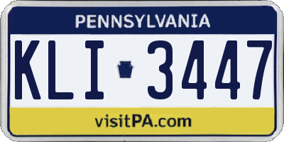 PA license plate KLI3447