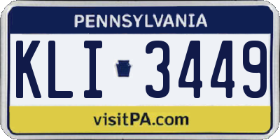 PA license plate KLI3449