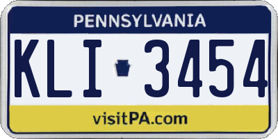 PA license plate KLI3454