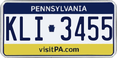 PA license plate KLI3455