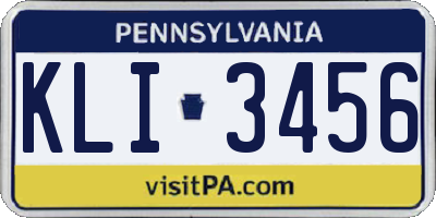 PA license plate KLI3456