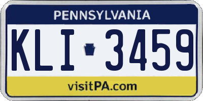 PA license plate KLI3459