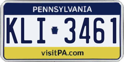 PA license plate KLI3461