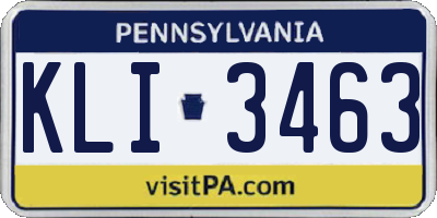 PA license plate KLI3463