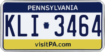 PA license plate KLI3464