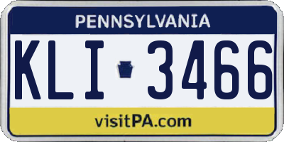 PA license plate KLI3466