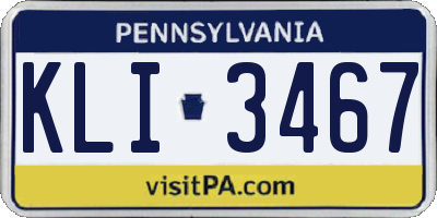 PA license plate KLI3467