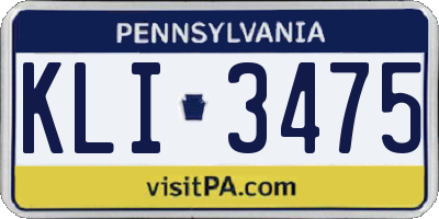 PA license plate KLI3475
