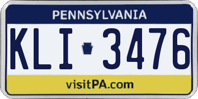 PA license plate KLI3476