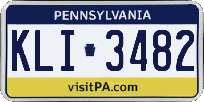 PA license plate KLI3482