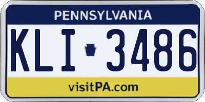 PA license plate KLI3486
