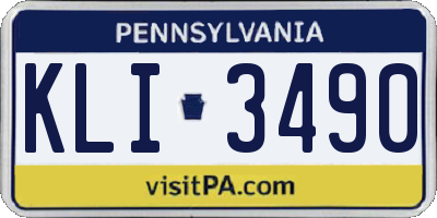 PA license plate KLI3490