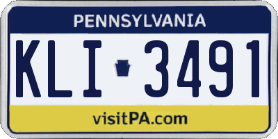 PA license plate KLI3491
