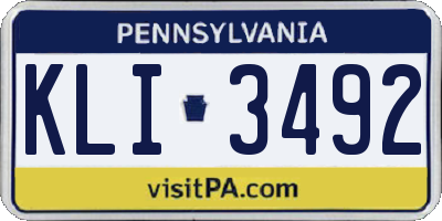PA license plate KLI3492