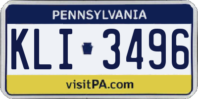 PA license plate KLI3496