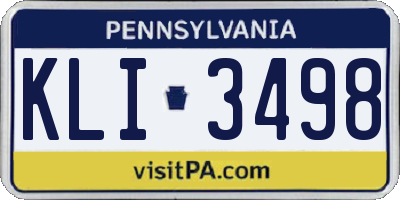 PA license plate KLI3498