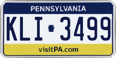 PA license plate KLI3499