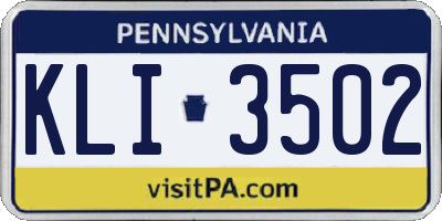 PA license plate KLI3502
