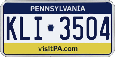 PA license plate KLI3504
