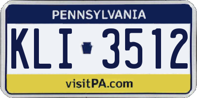 PA license plate KLI3512