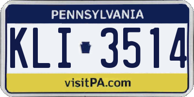 PA license plate KLI3514