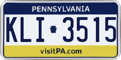 PA license plate KLI3515