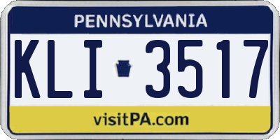 PA license plate KLI3517
