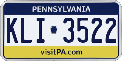 PA license plate KLI3522