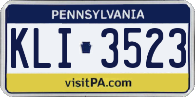 PA license plate KLI3523