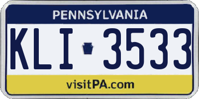 PA license plate KLI3533