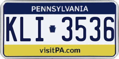 PA license plate KLI3536