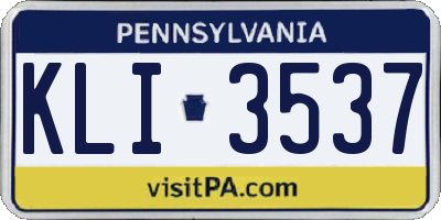 PA license plate KLI3537