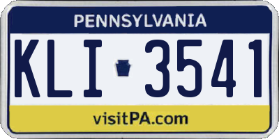PA license plate KLI3541