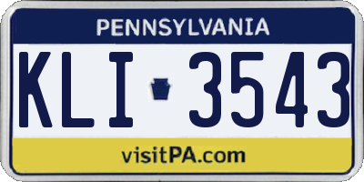 PA license plate KLI3543