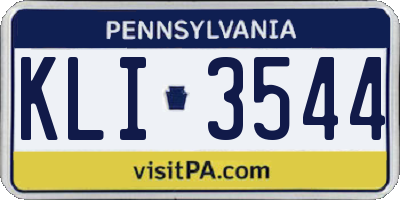 PA license plate KLI3544