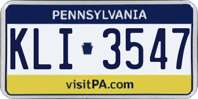 PA license plate KLI3547